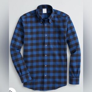 Brooks Brothers Men’s Buffalo Plaid Blue Black Flannel Shirt Cotton Size XXLarge